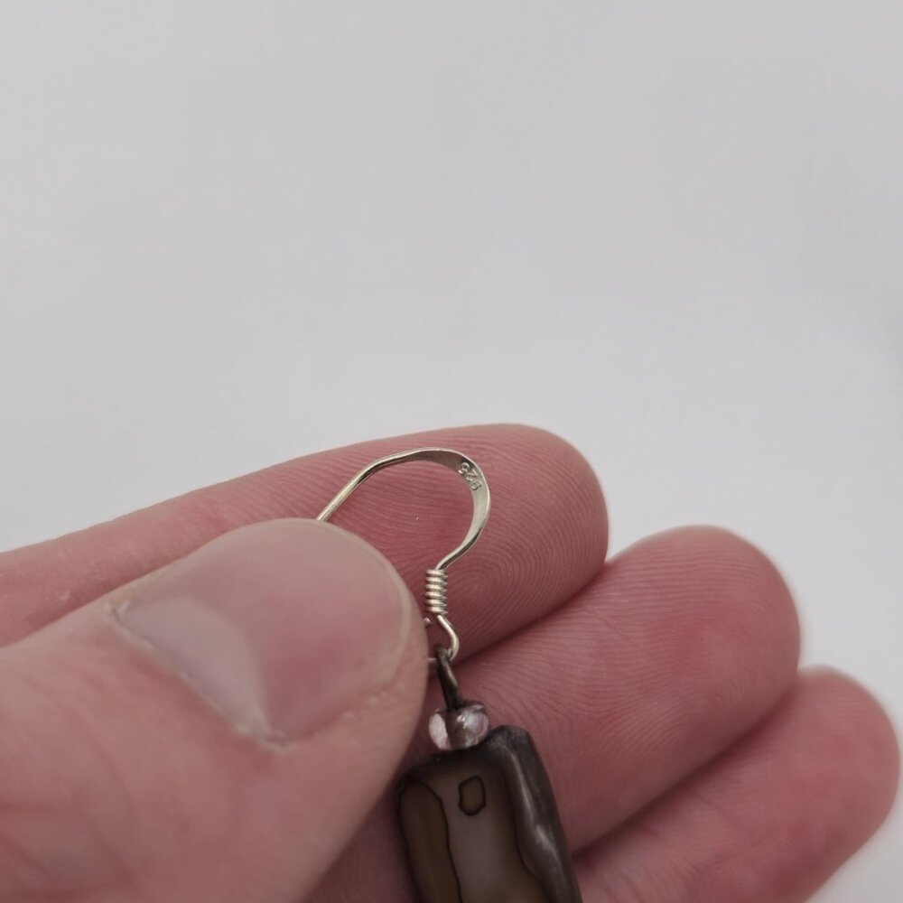 Sterling Silver Unique Shell Dangle Earrings A1949 - image 3